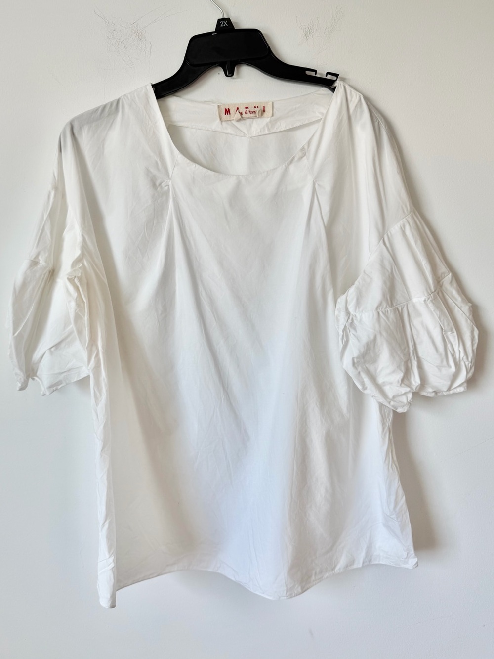 Marni White Puff-Sleeve Cotton Top
